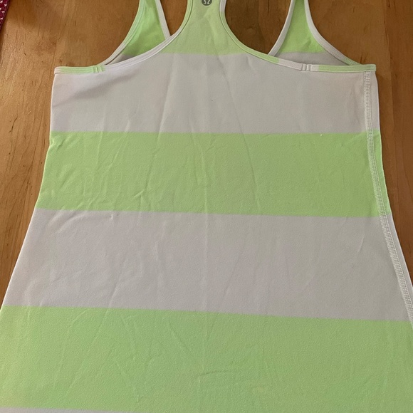 Lululemon Athletica Neon Green & White Striped Tank Top Medium - Picture 2 of 3